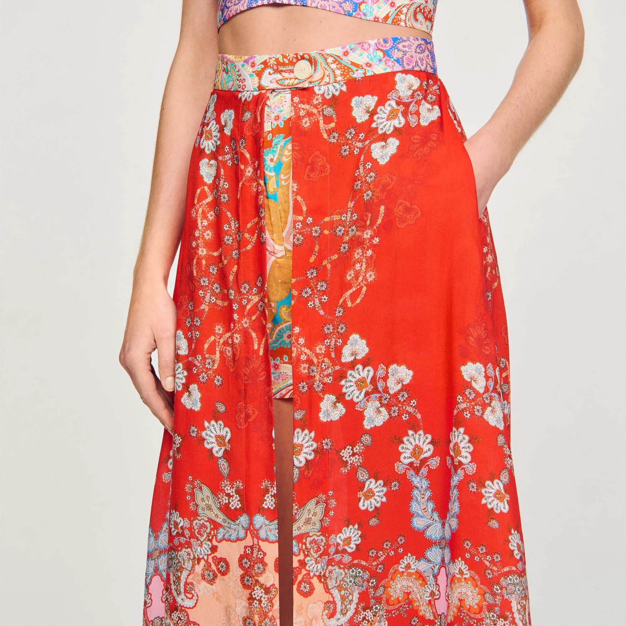 Skirt With Long Illusion Panel