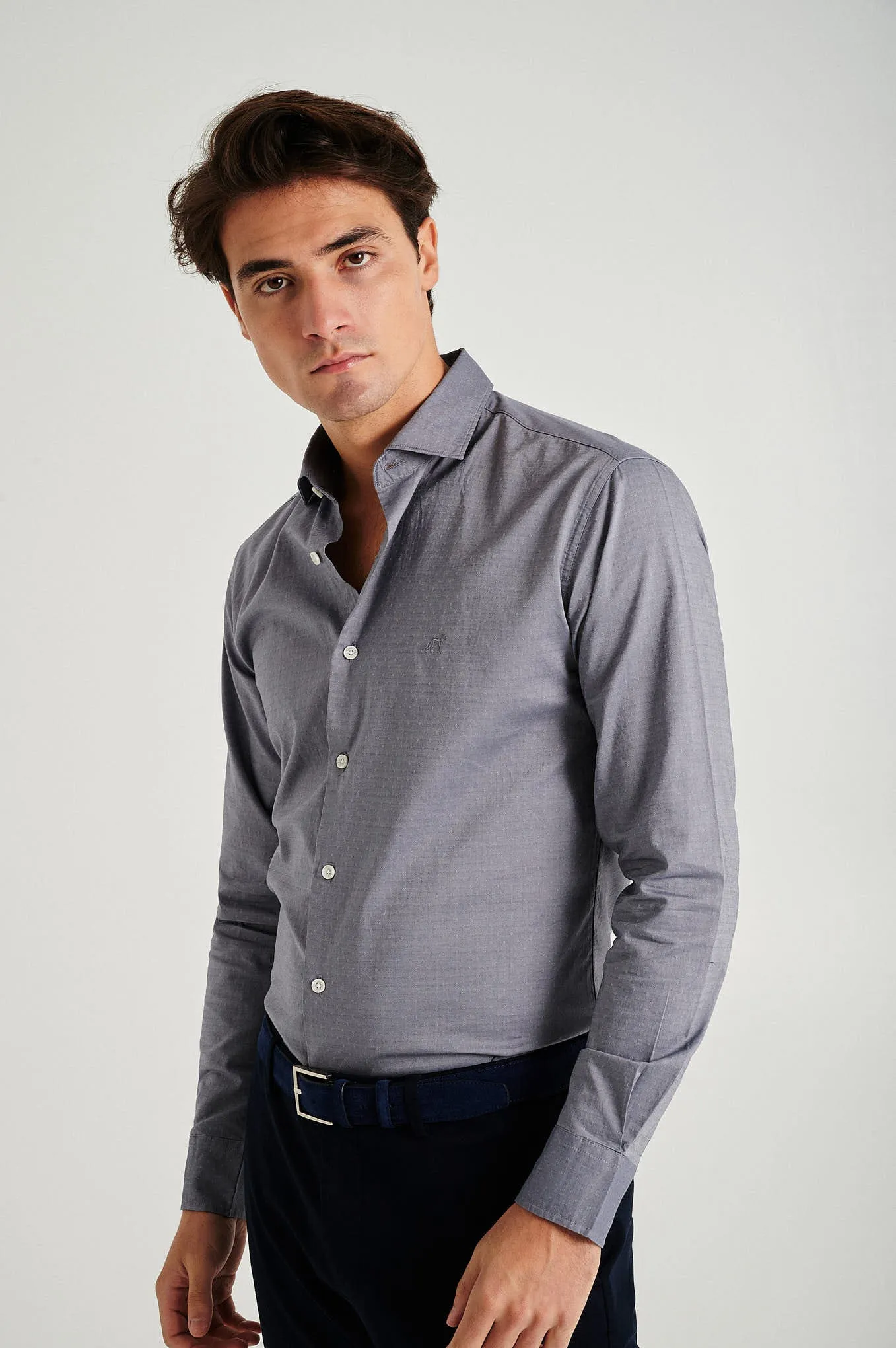 Slim fit jacquard shirt
