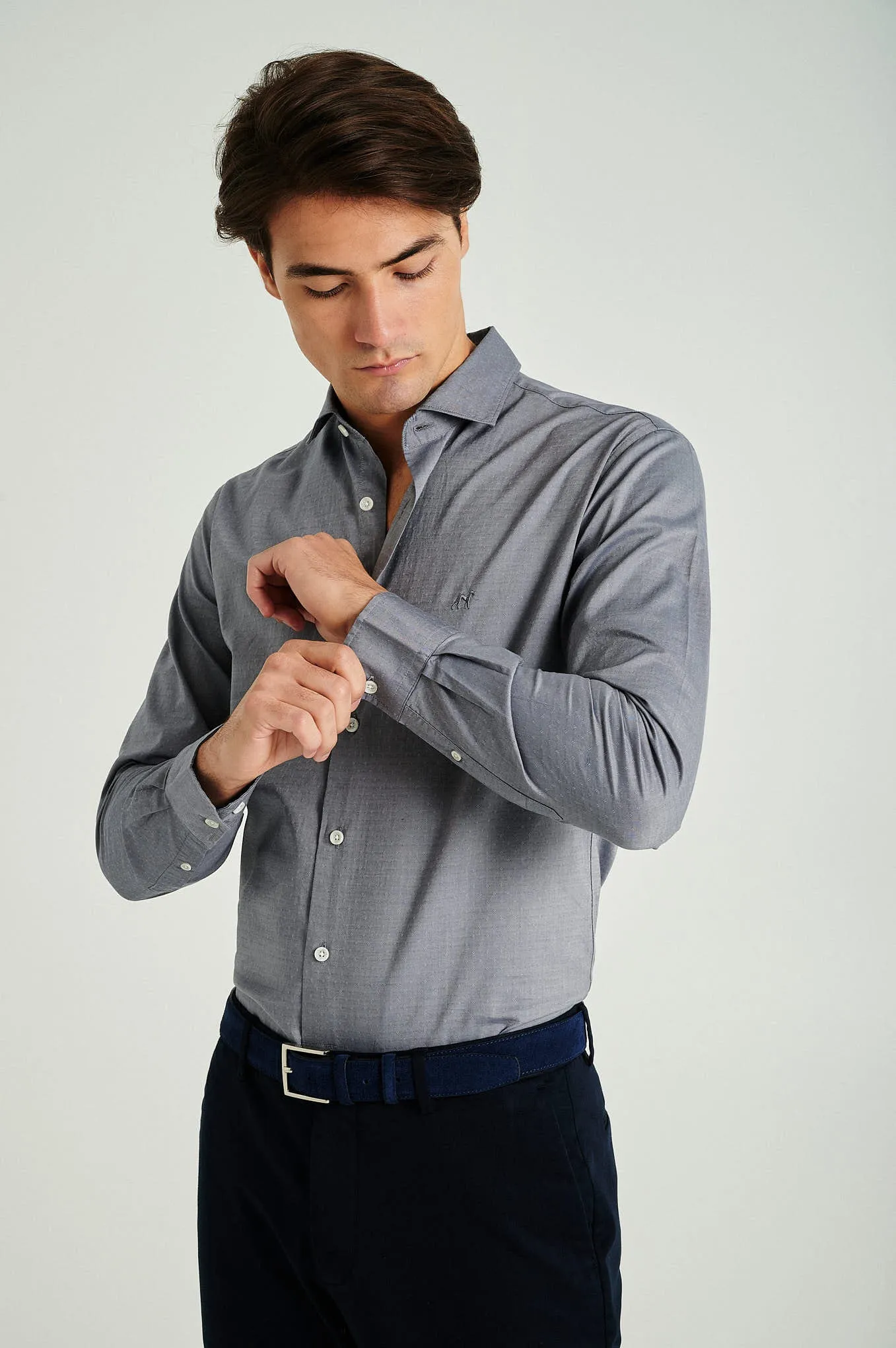 Slim fit jacquard shirt