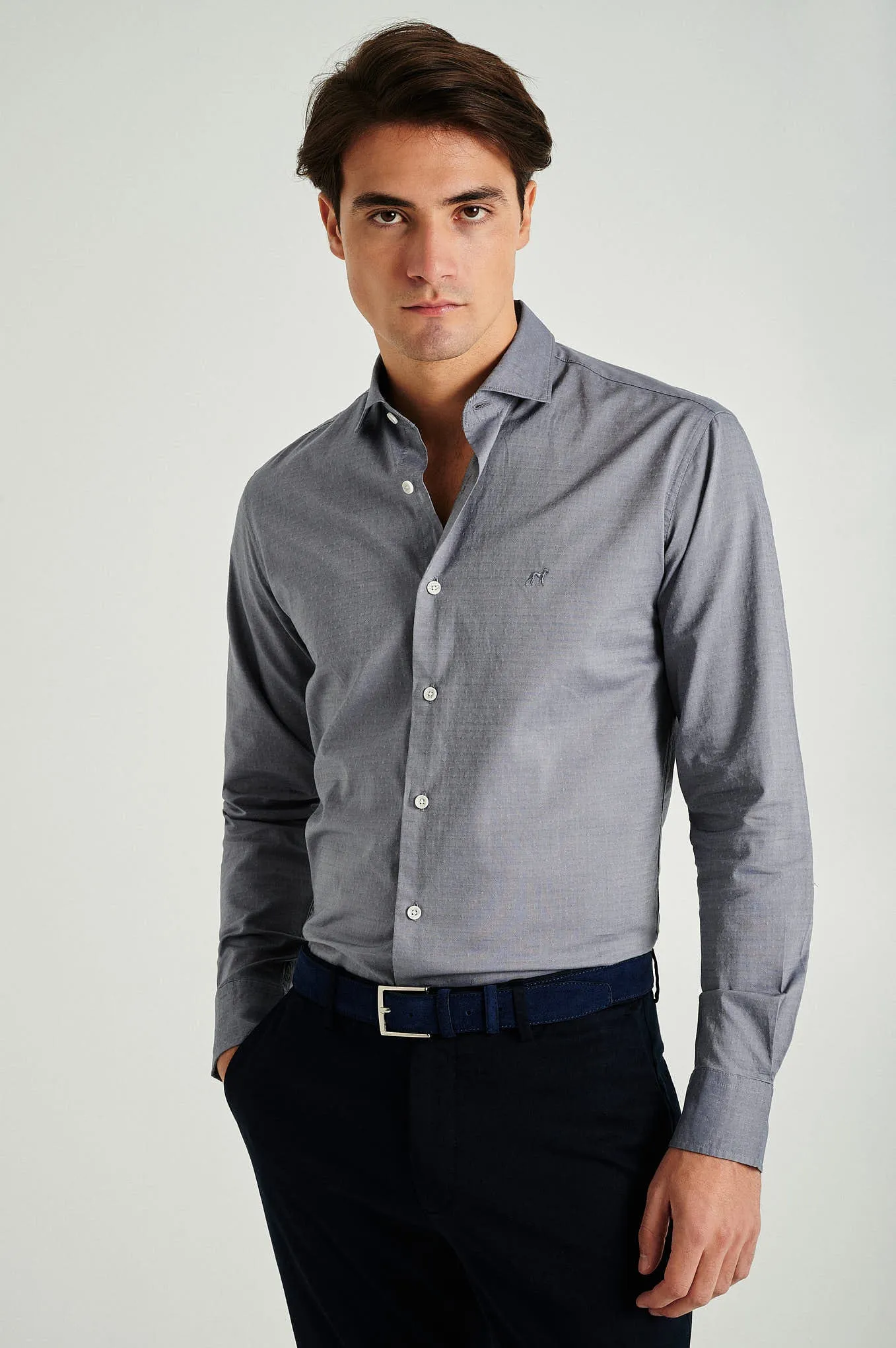 Slim fit jacquard shirt