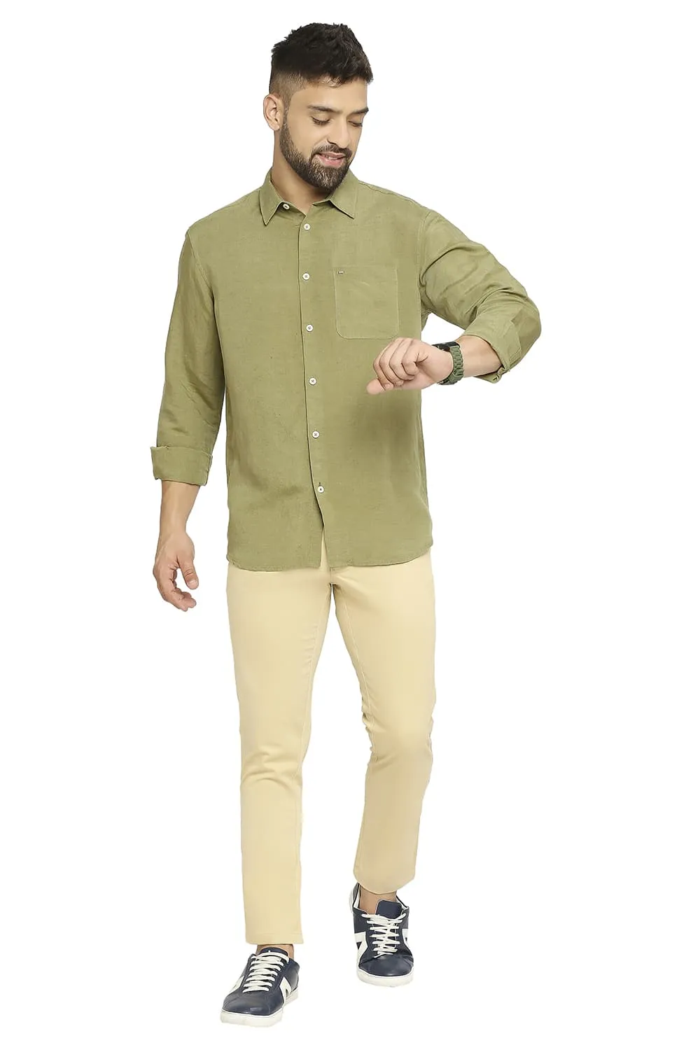 Slim Fit Linen Viscose Shirt