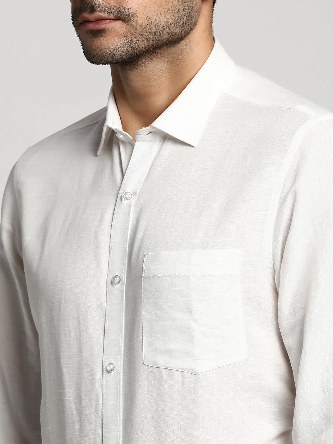 Solid White Slim Fit Formal Full Sleeve Shirt