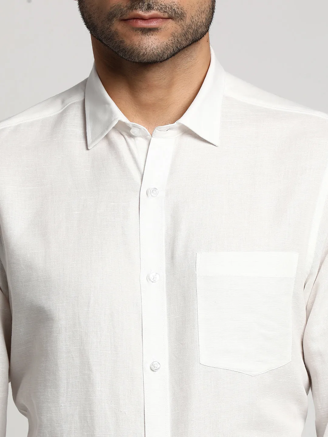 Solid White Slim Fit Formal Full Sleeve Shirt