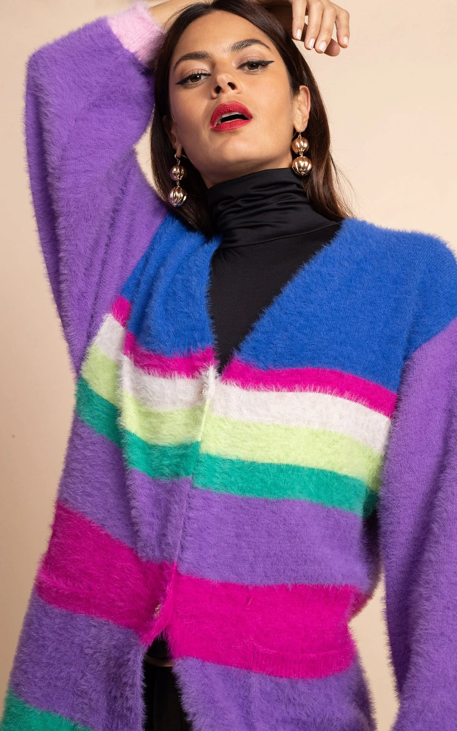 Taylor Longline Cardigan in Stripe