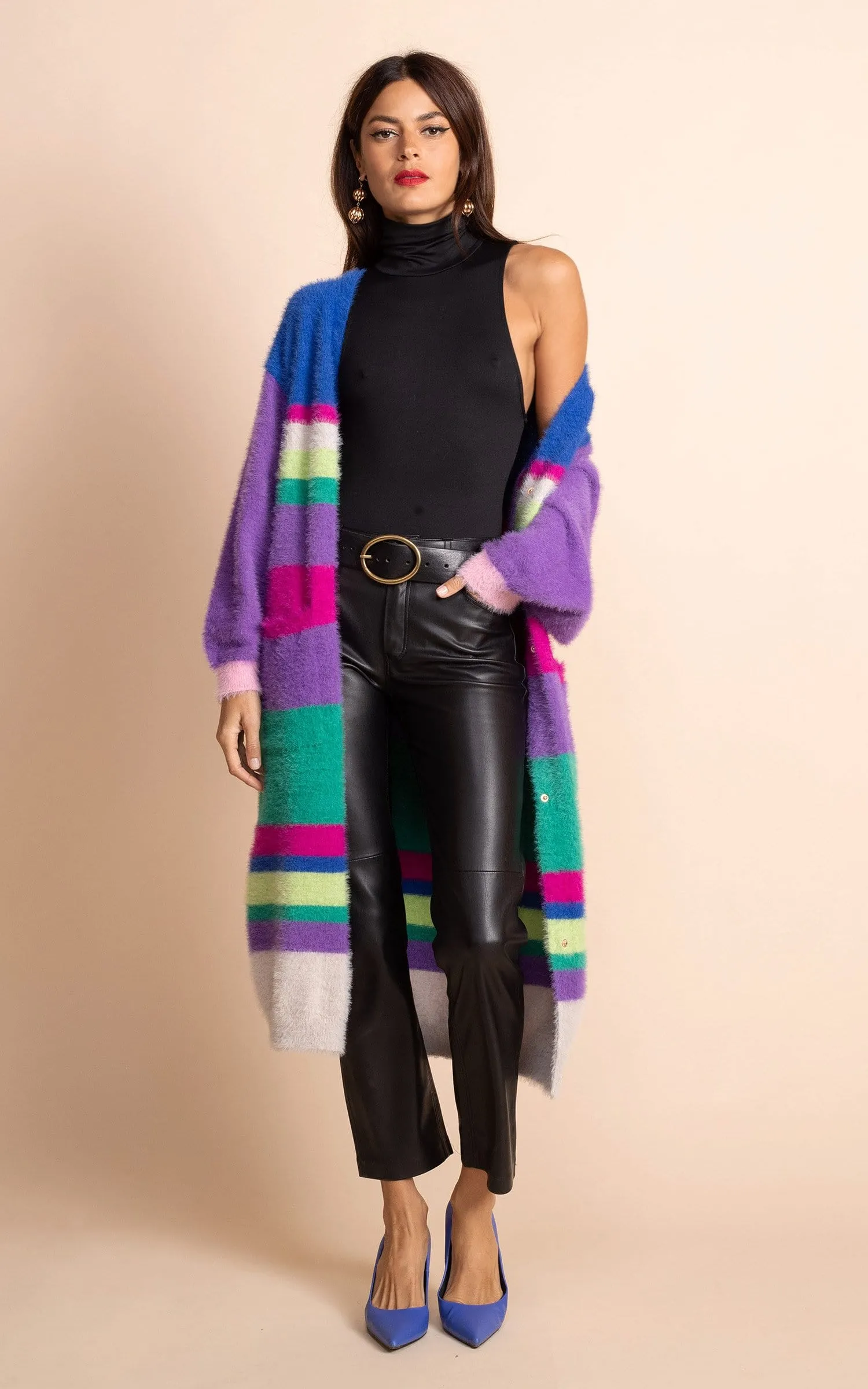 Taylor Longline Cardigan in Stripe