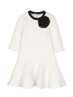 TWINSET Girl scuba dress with flower - 232GJ2173 White