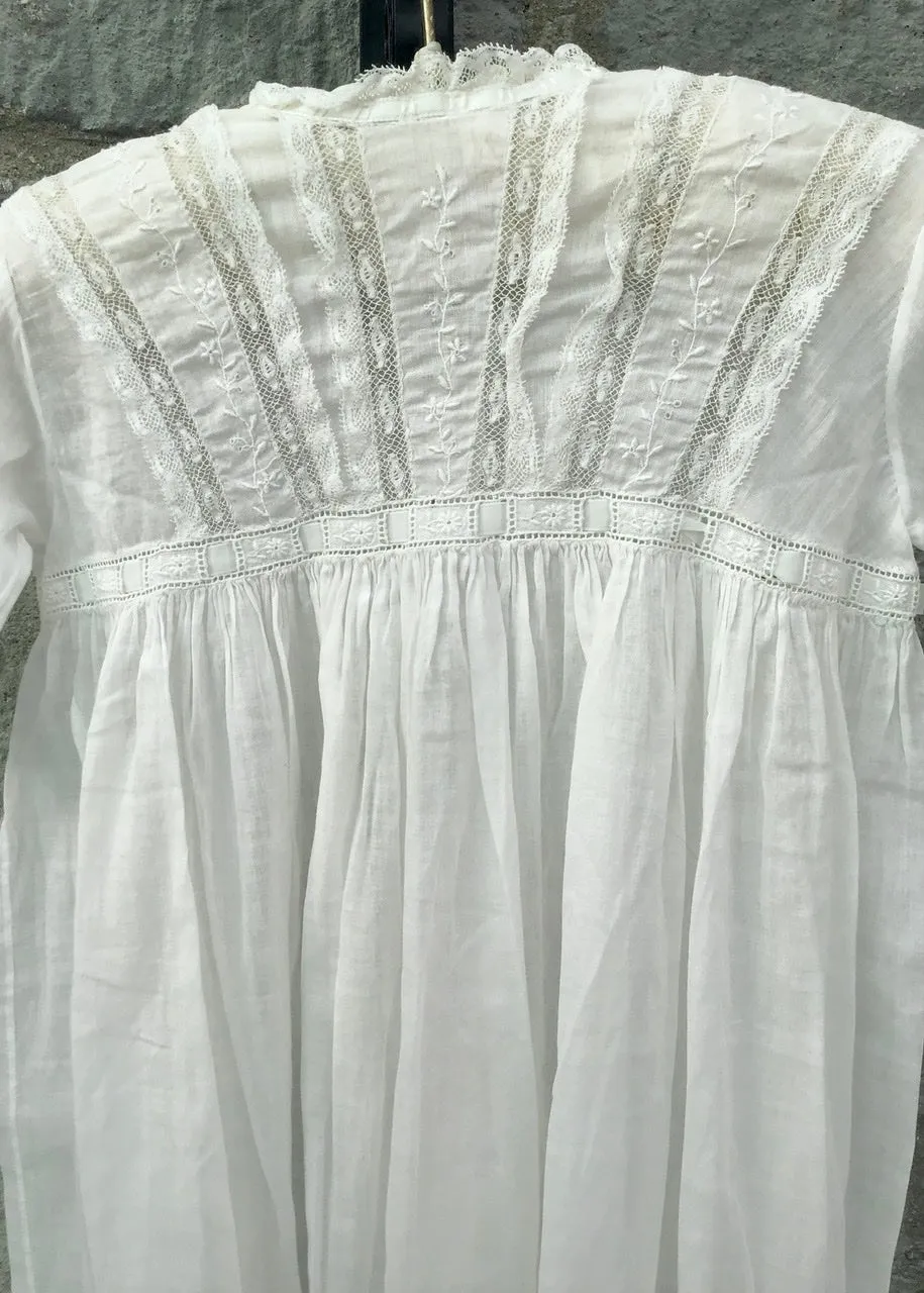 Vintage Baby Christening Gown with Lace Trim