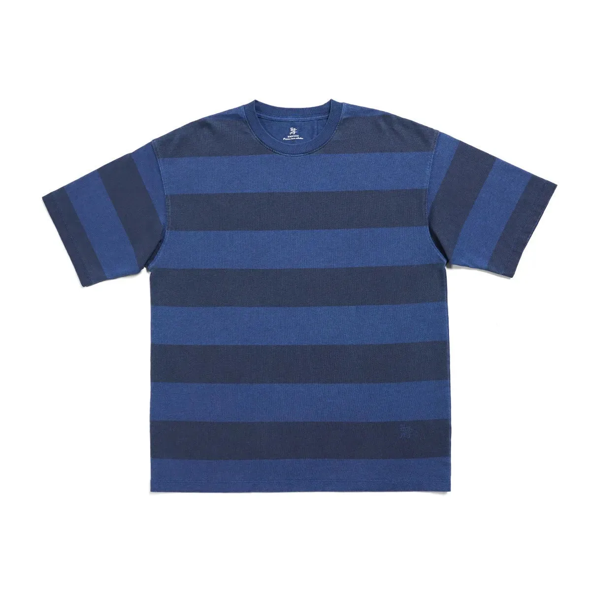 Vintage Washed Denim Striped T-shirts - Oversize Cotton Fabric