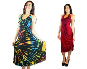 Wholesale Tie Dye Halter Top Short Maxi Dress