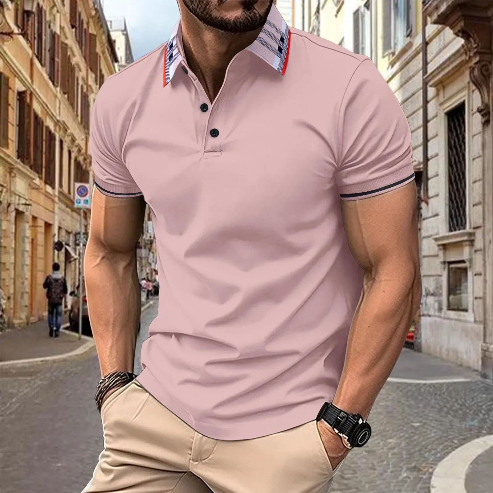 Wiaofellas  -  Summer New T-Shirt Short Sleeved Elastic Polo Shirt For Men's Business And Casual Lapel Slim Fit Seamless Silk Top For Men