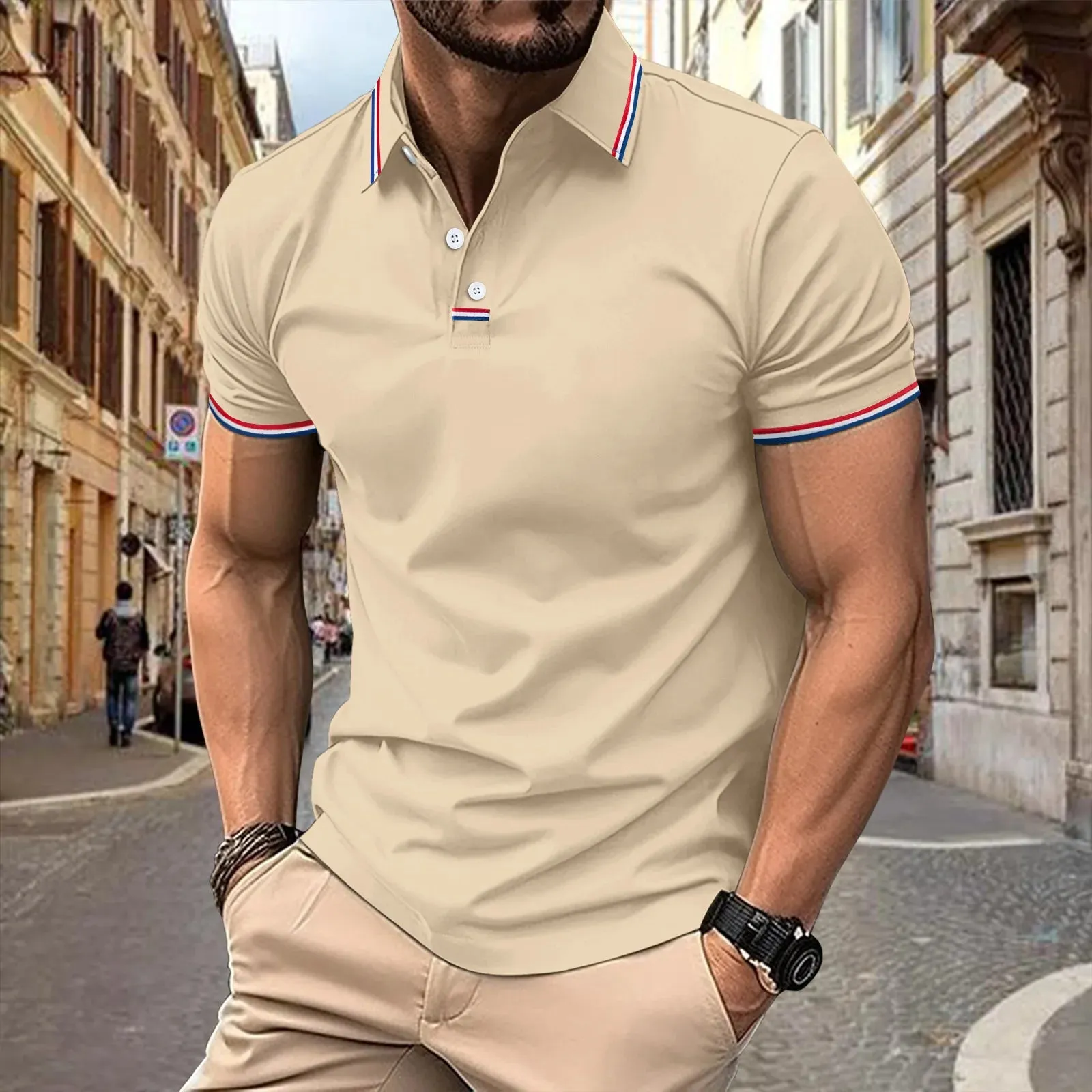 Wiaofellas  -  Summer New T-Shirt Short Sleeved Elastic Polo Shirt For Men's Business And Casual Lapel Slim Fit Seamless Silk Top For Men