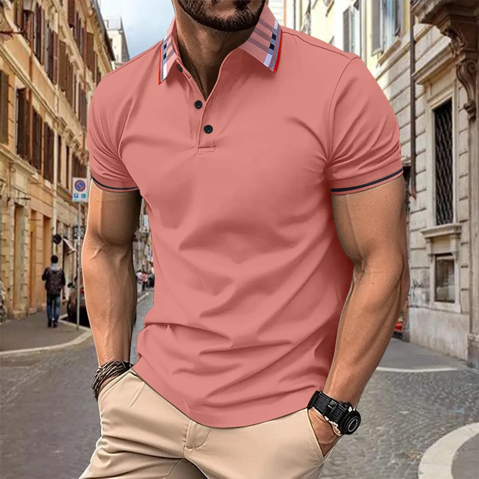 Wiaofellas  -  Summer New T-Shirt Short Sleeved Elastic Polo Shirt For Men's Business And Casual Lapel Slim Fit Seamless Silk Top For Men