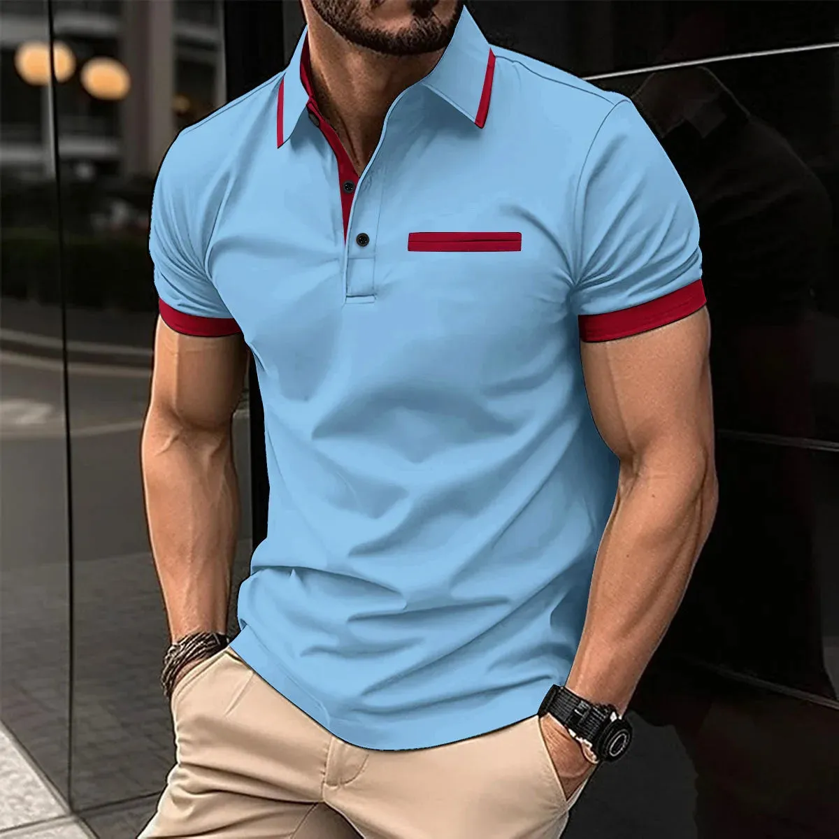 Wiaofellas  -  Summer New T-Shirt Short Sleeved Elastic Polo Shirt For Men's Business And Casual Lapel Slim Fit Seamless Silk Top For Men