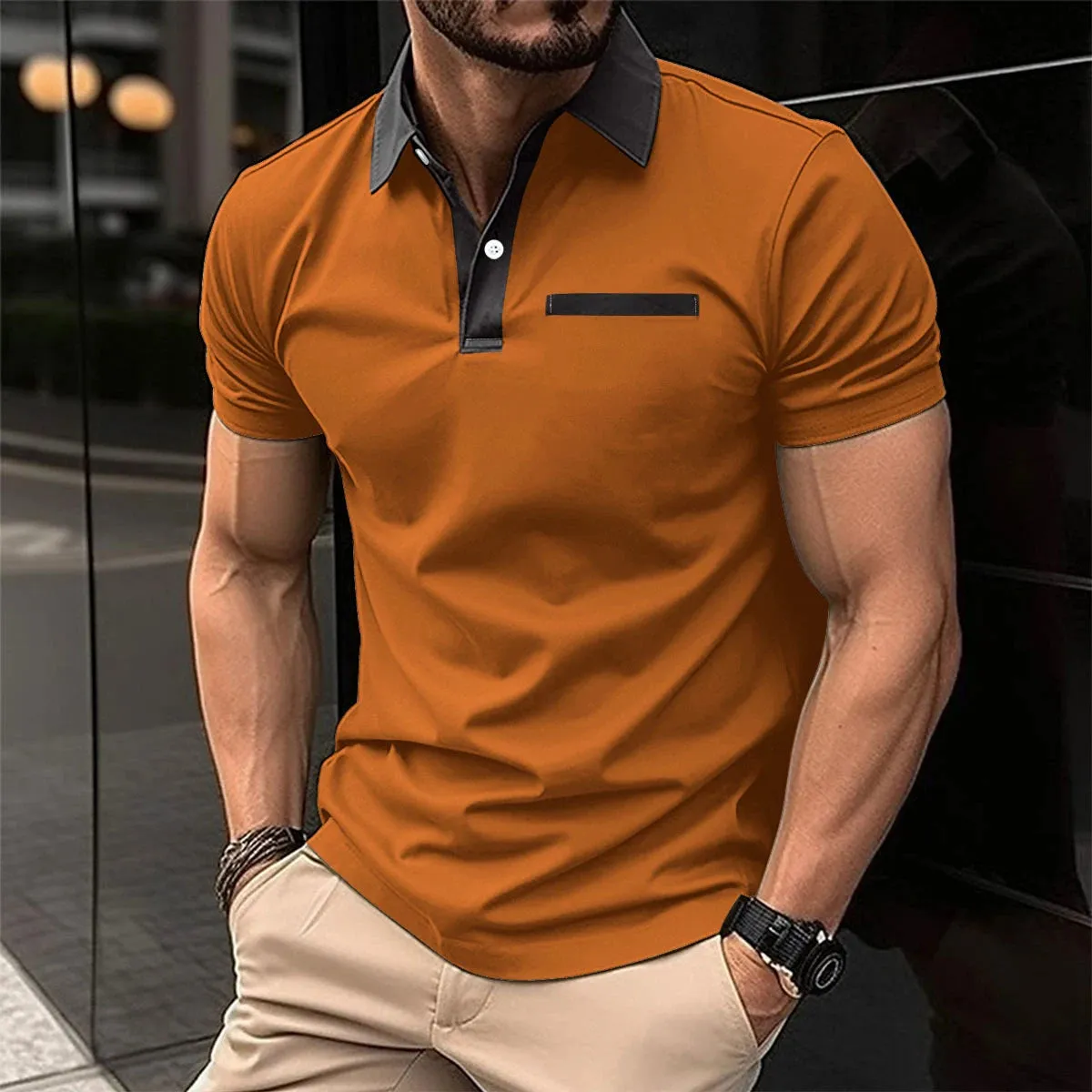 Wiaofellas  -  Summer New T-Shirt Short Sleeved Elastic Polo Shirt For Men's Business And Casual Lapel Slim Fit Seamless Silk Top For Men