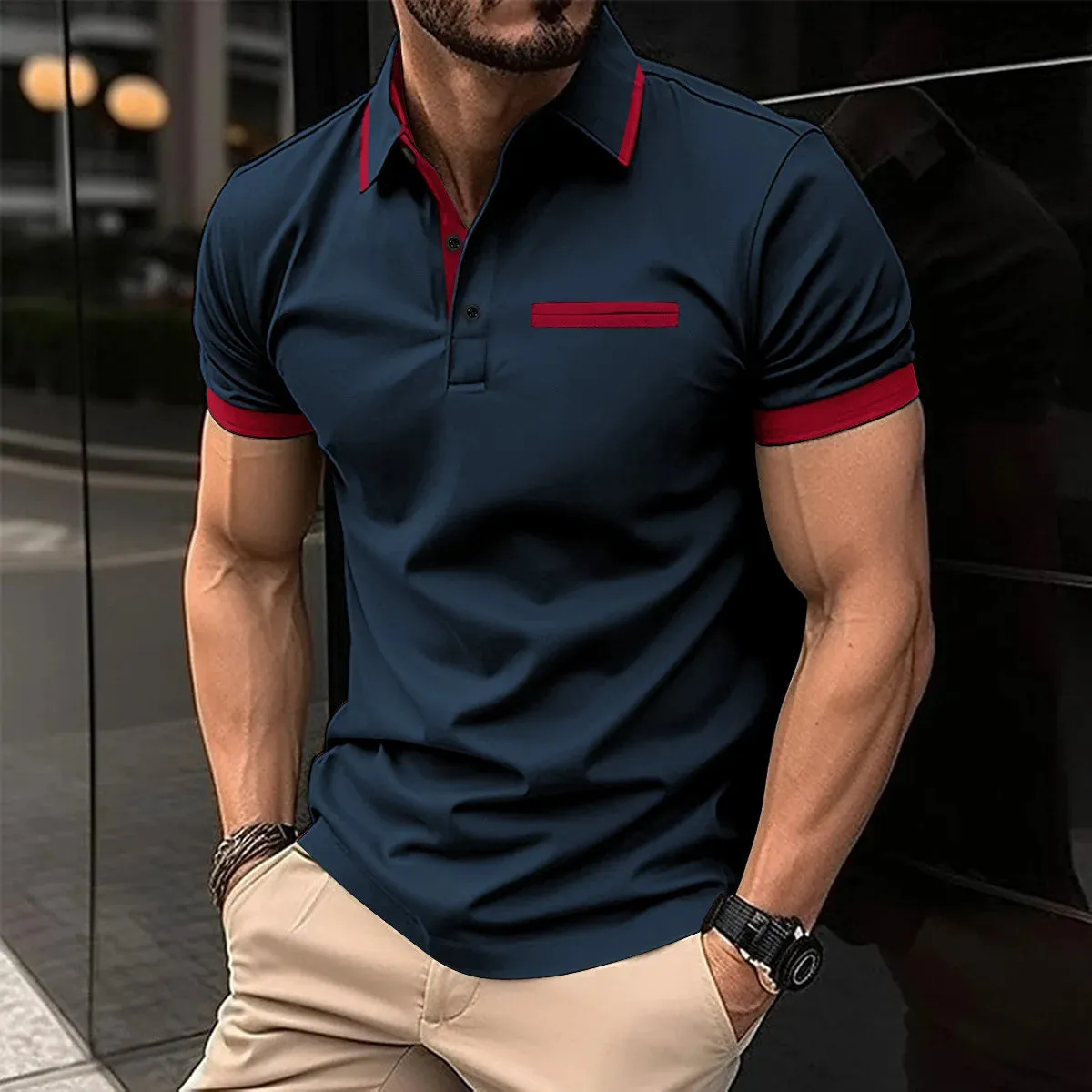 Wiaofellas  -  Summer New T-Shirt Short Sleeved Elastic Polo Shirt For Men's Business And Casual Lapel Slim Fit Seamless Silk Top For Men