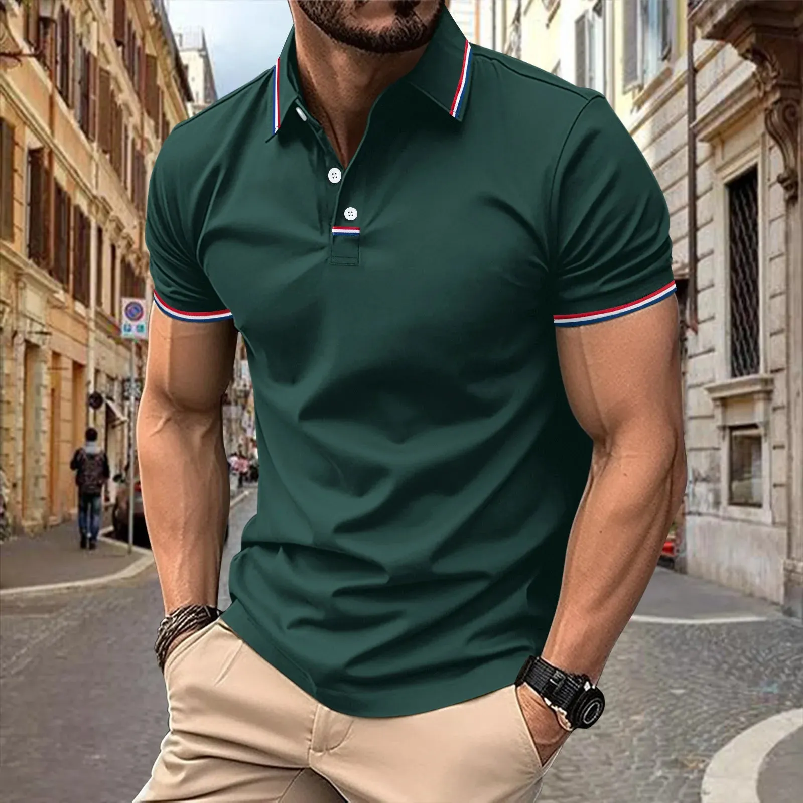Wiaofellas  -  Summer New T-Shirt Short Sleeved Elastic Polo Shirt For Men's Business And Casual Lapel Slim Fit Seamless Silk Top For Men
