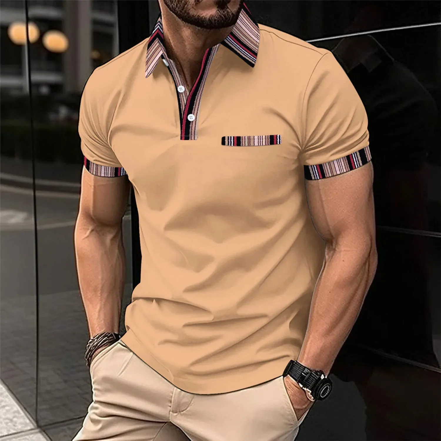 Wiaofellas  -  Summer New T-Shirt Short Sleeved Elastic Polo Shirt For Men's Business And Casual Lapel Slim Fit Seamless Silk Top For Men