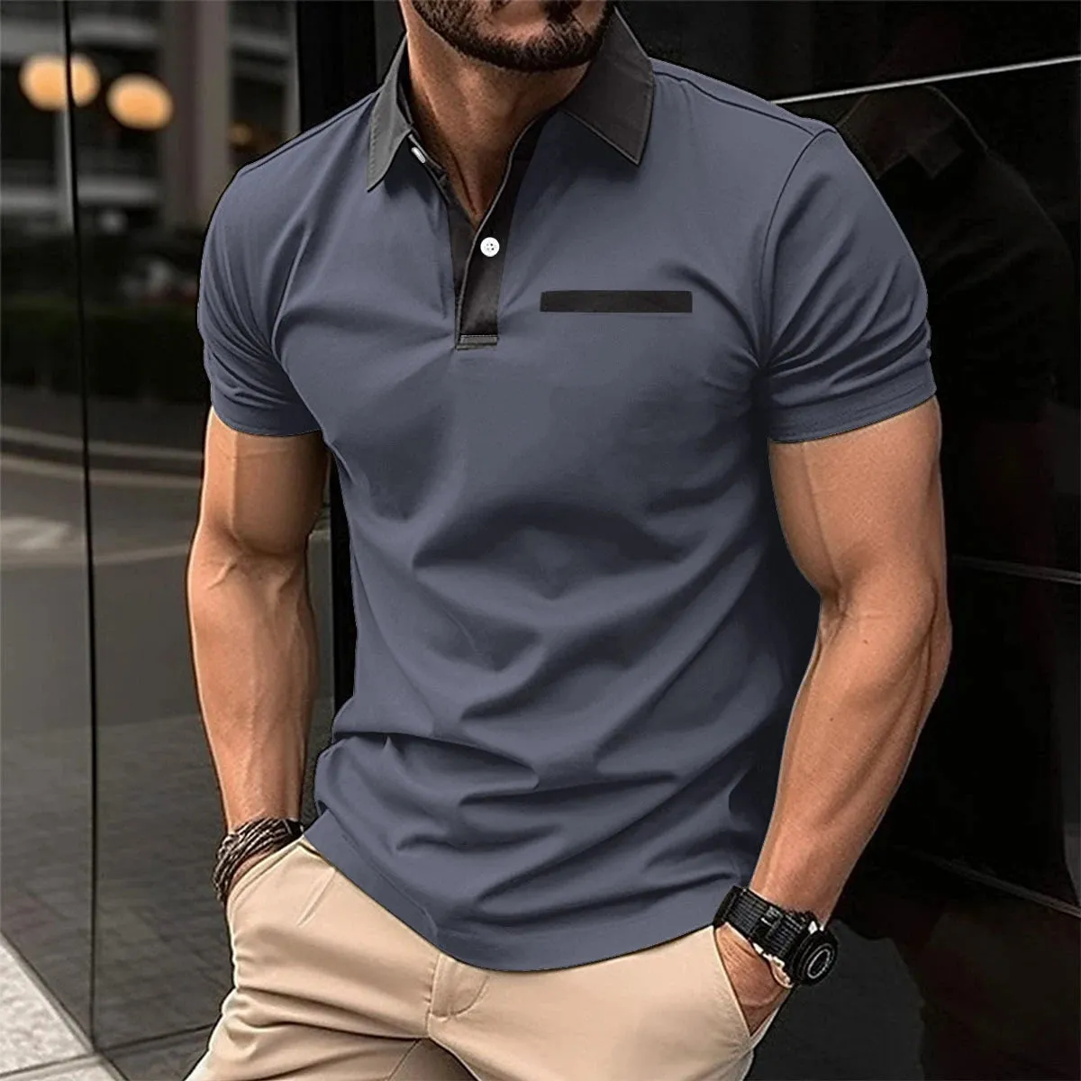 Wiaofellas  -  Summer New T-Shirt Short Sleeved Elastic Polo Shirt For Men's Business And Casual Lapel Slim Fit Seamless Silk Top For Men
