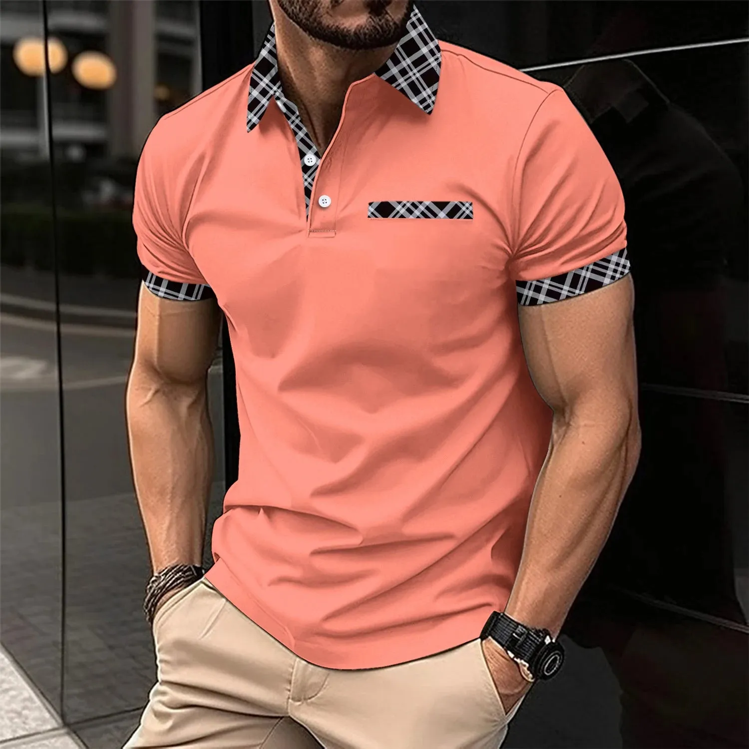 Wiaofellas  -  Summer New T-Shirt Short Sleeved Elastic Polo Shirt For Men's Business And Casual Lapel Slim Fit Seamless Silk Top For Men