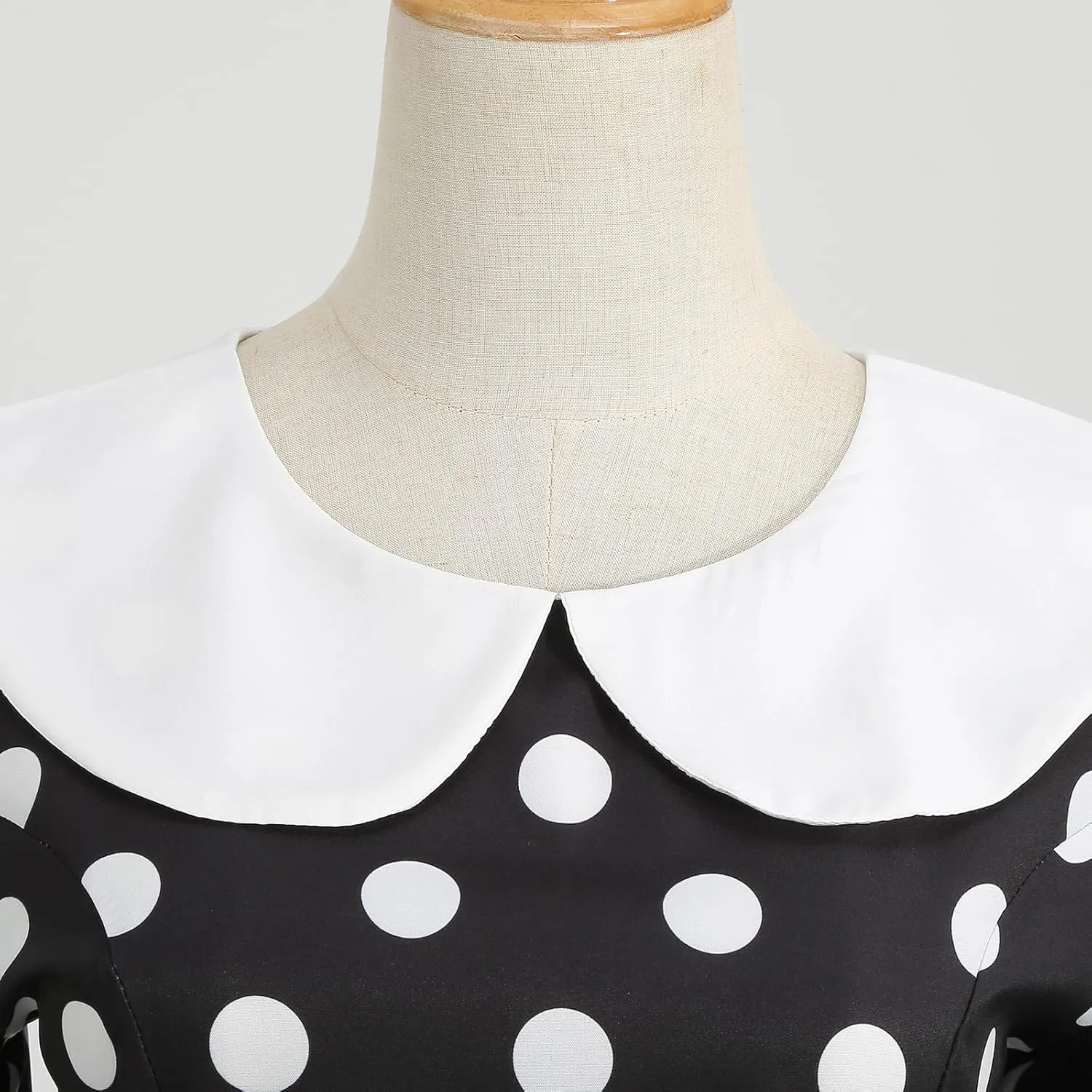 Women 50s 60s Vintage Polka Dot 1950s Cocktail Party Swing Dress Doll Collar Retro Audrey Hepburn Rockabilly Prom Dress