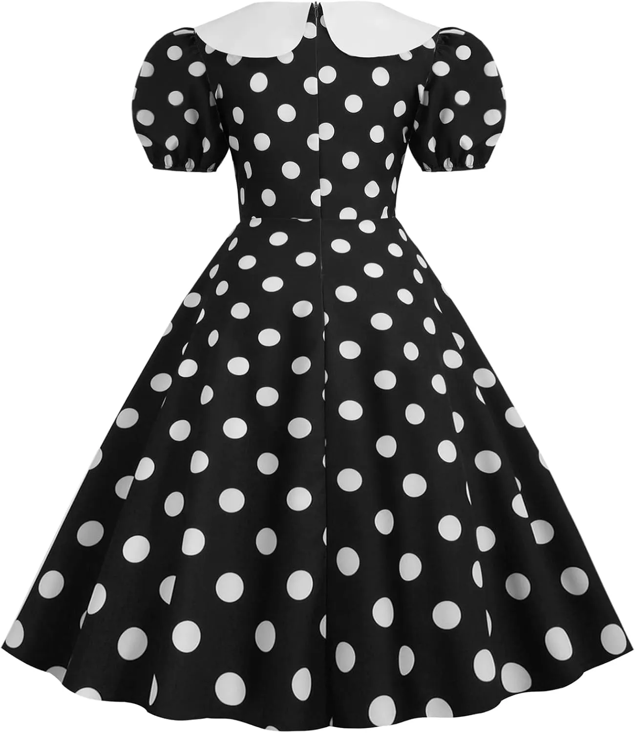 Women 50s 60s Vintage Polka Dot 1950s Cocktail Party Swing Dress Doll Collar Retro Audrey Hepburn Rockabilly Prom Dress