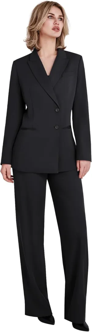 Women's 2 Piece Suit Two Button Business Casual Office Work Outfits Dressy Blazer Wide Leg Pants Set
