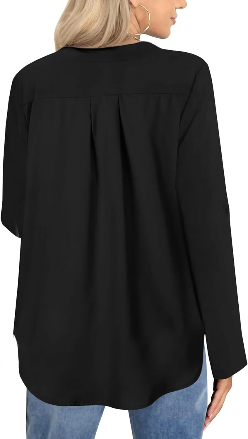 Womens 3/4 Cuffed Sleeve Blouses for Women Dressy Casual, V Neck Casual Blouse Shirt Tops 2024, Tunic Tops