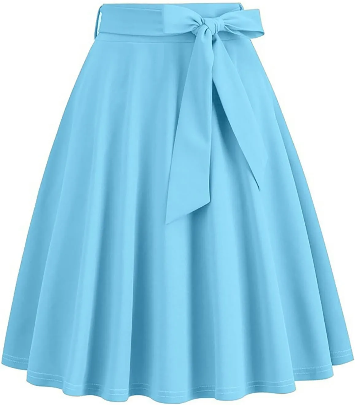 Women's A-Line Swing Vinage Skirts Bow Tie Front High Waist Skater Flared Midi Skirt Evening Gown Prom Skirt