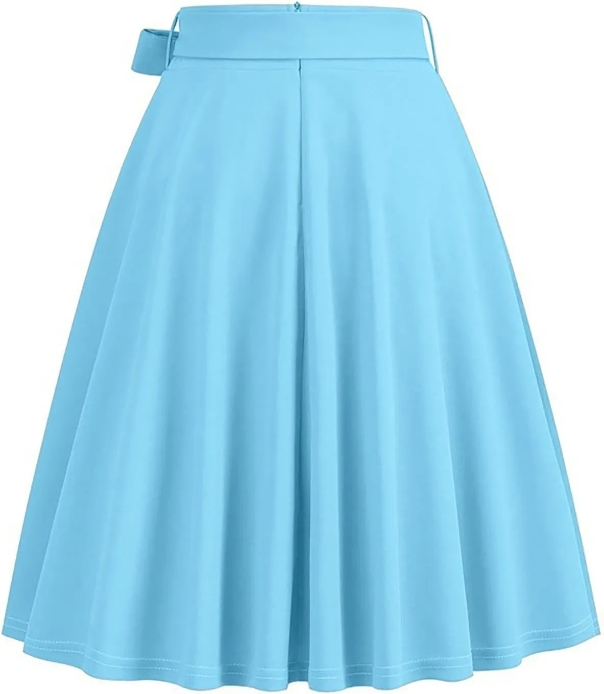 Women's A-Line Swing Vinage Skirts Bow Tie Front High Waist Skater Flared Midi Skirt Evening Gown Prom Skirt