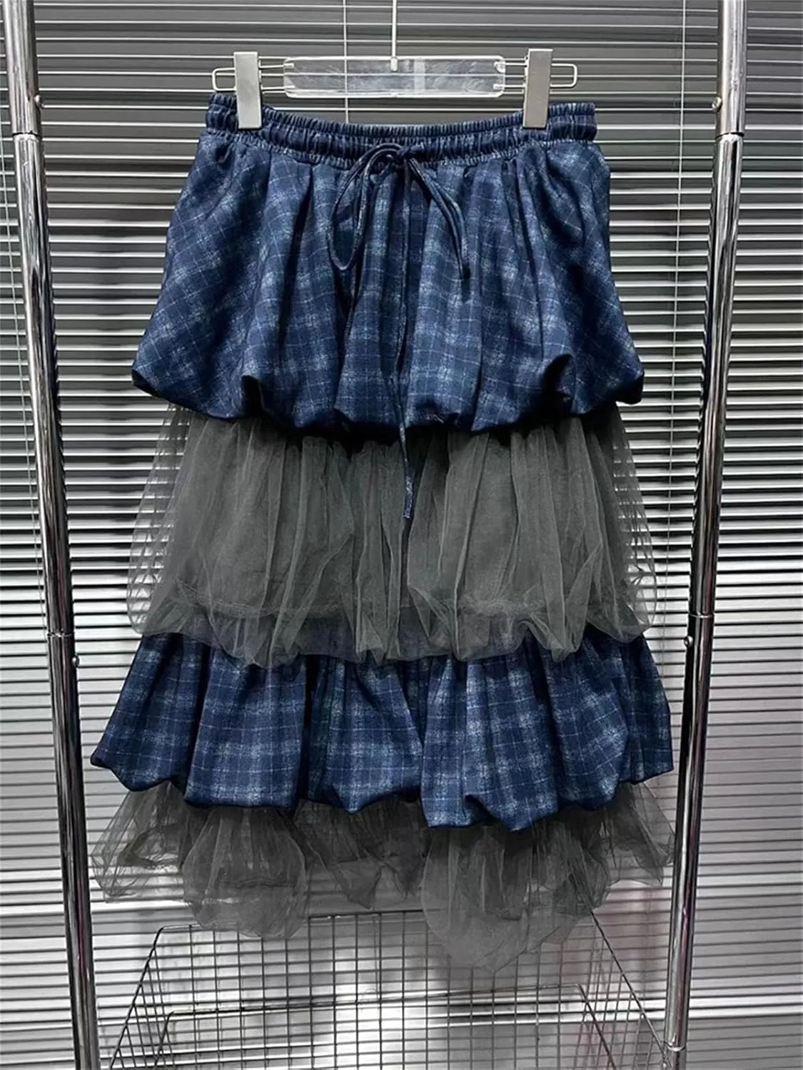 Women's Colorblock Patchwork Skirt, Ruffled Hem Loose Fit High Waist