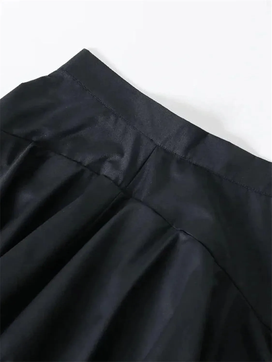 Women's Patchwork Fold Skirt, Loose Fit High Waist Casual Design