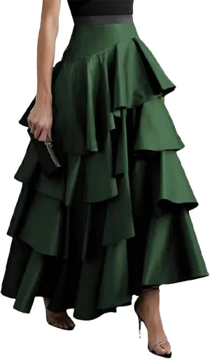 Women's Patchwork Fold Skirt, Loose Fit High Waist Casual Design