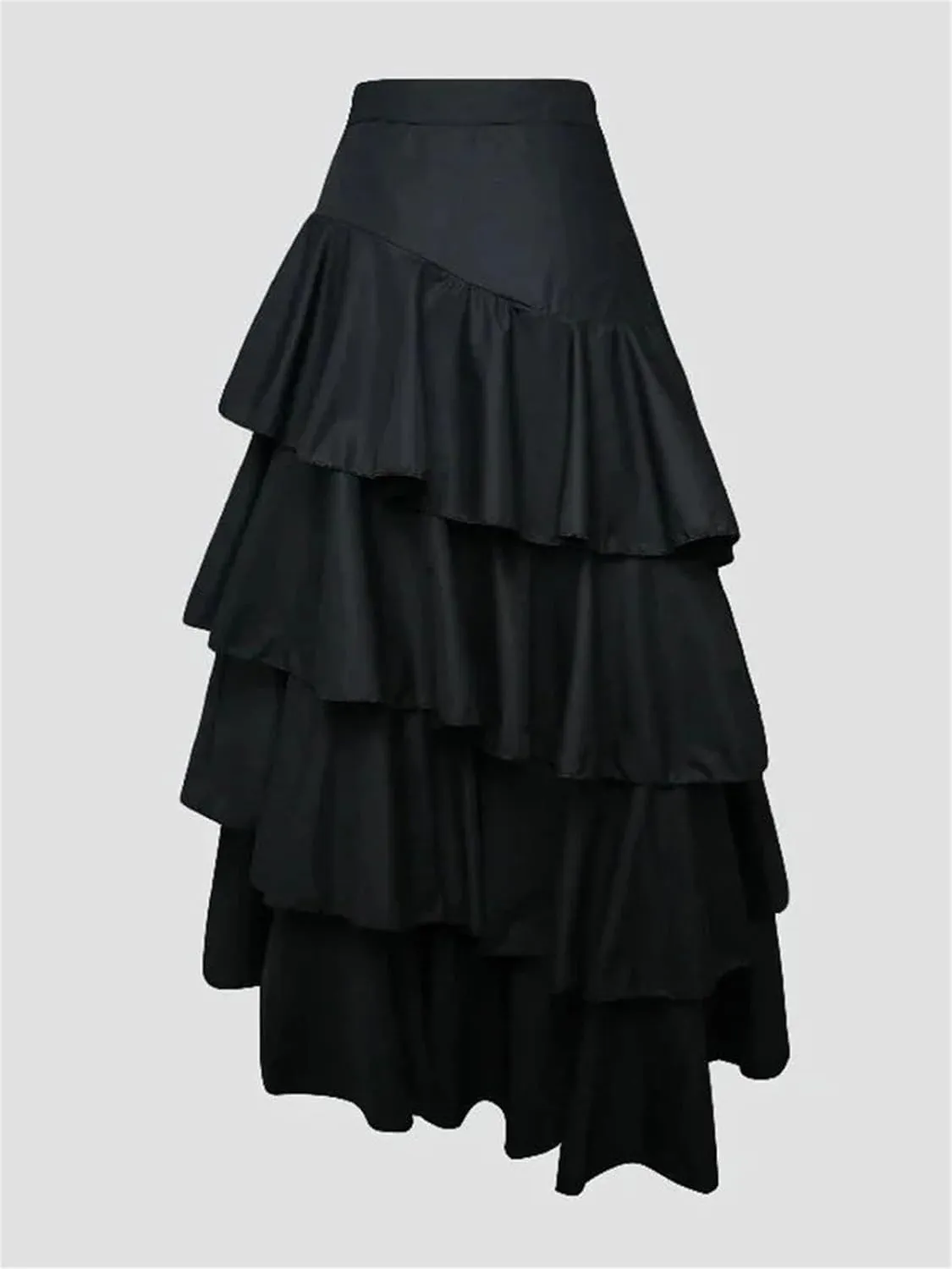 Women's Patchwork Fold Skirt, Loose Fit High Waist Casual Design