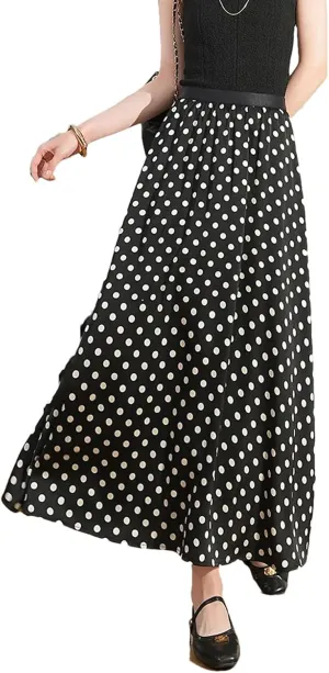 Women's Polka Dot Skirt, Retro High Waist Maxi