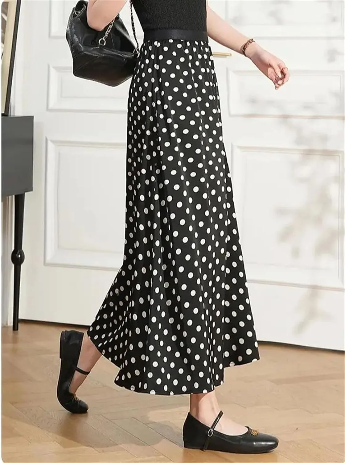 Women's Polka Dot Skirt, Retro High Waist Maxi