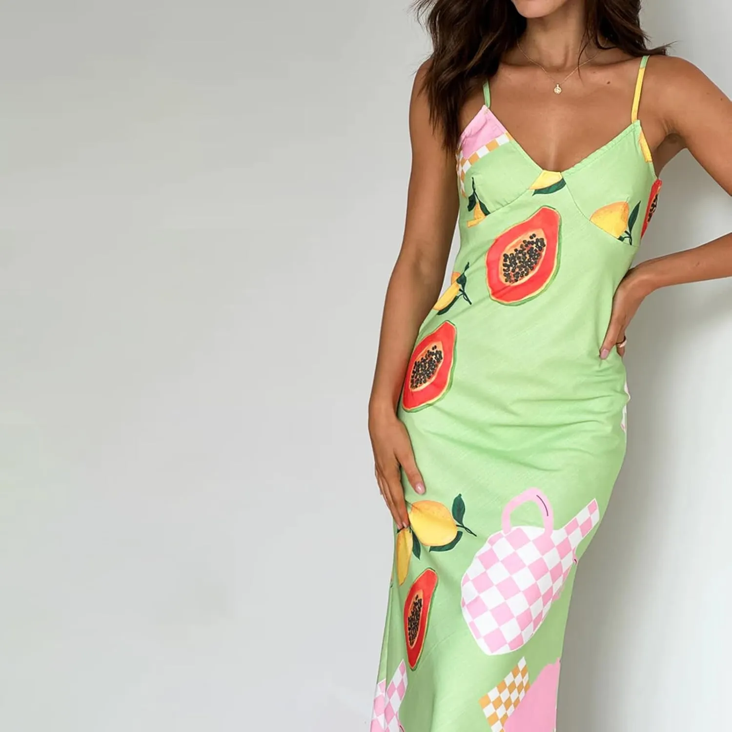 Womens Vintage Floral Slip Dress Spaghetti Strap Backless Flowy Long Dress Slim Fit Retro Cami Maxi Dress