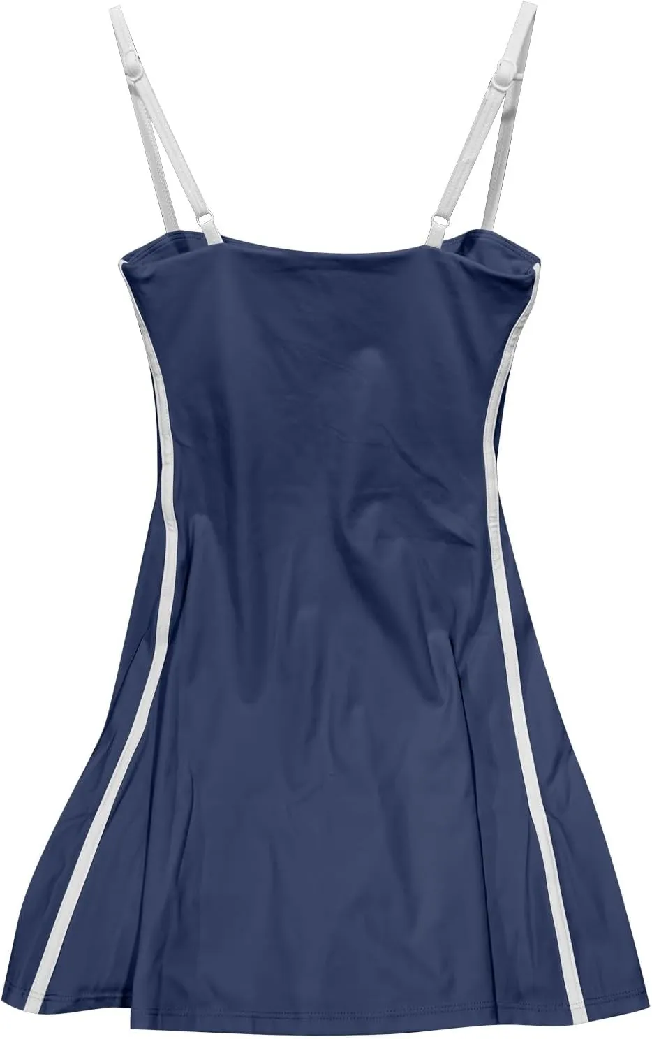 Womens Workout Tennis Dress with Built in Shorts Sleeveless Square Neck Suspender Exercise Yoga Dress