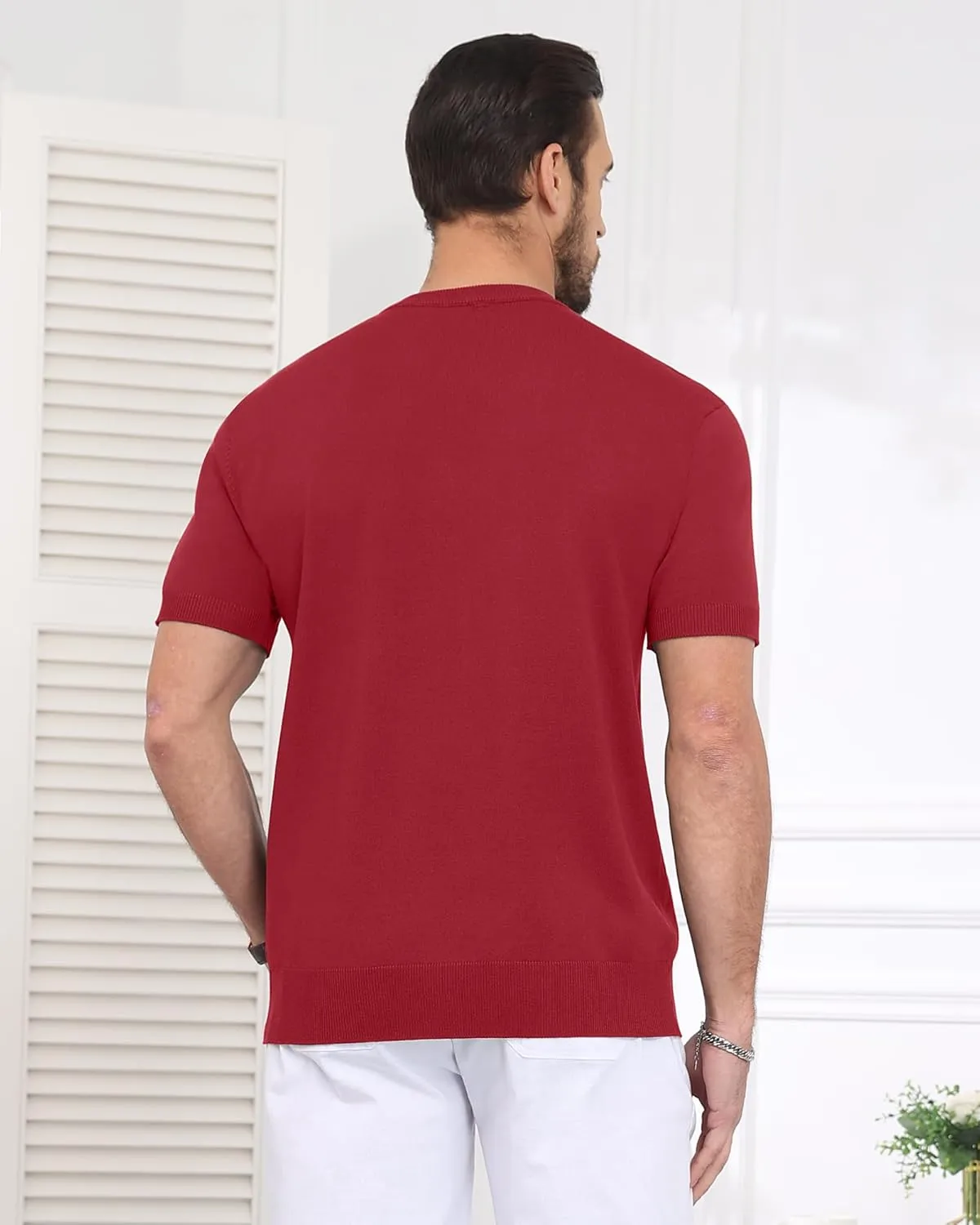 YTD Men's Knit Casual Button Down Shirts Short Sleeve Textured Summer Beach Shirts